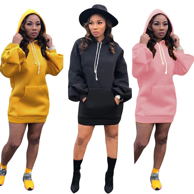 

Winter Clothes for women Sexy Long Sleeve Dresses Women Long Oversized Hoodie Dress for Women, Yellow/purple/black