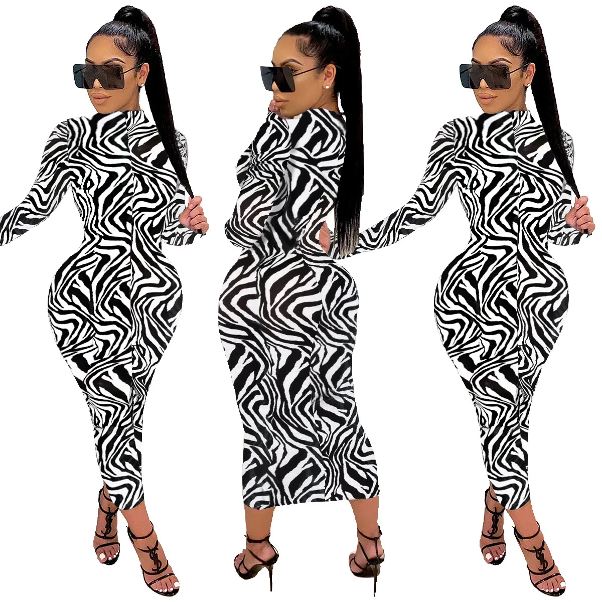 

2021 New Arrivals Sexy Club Outfit Long Sleeve Dress Women Maxi Dresses Ladies Long Holiday Dresses For Women