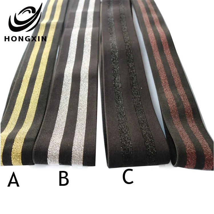 

Wholesale stripe Lurex elastic band Woven Elastic waistband for clothes sewing