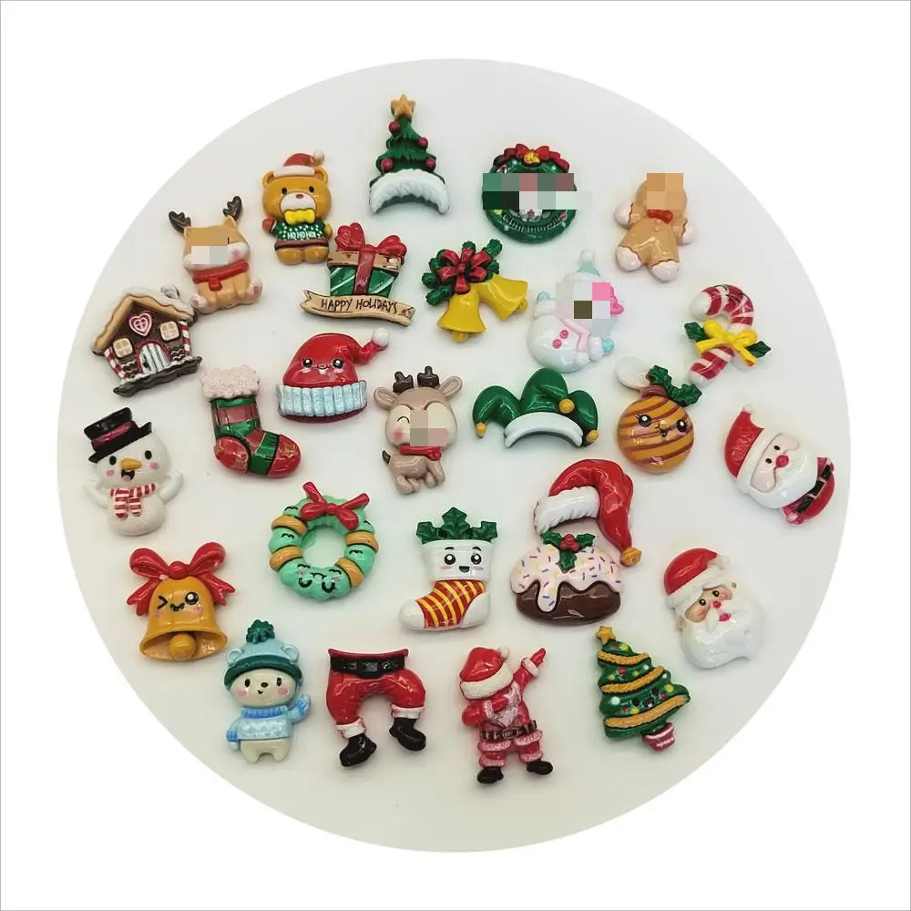 

Mixed 100pcs Resin Christmas Slime Charms Bulk Miniature Xmas Figures Flat Back Cabochons Ornament DIY Crafts