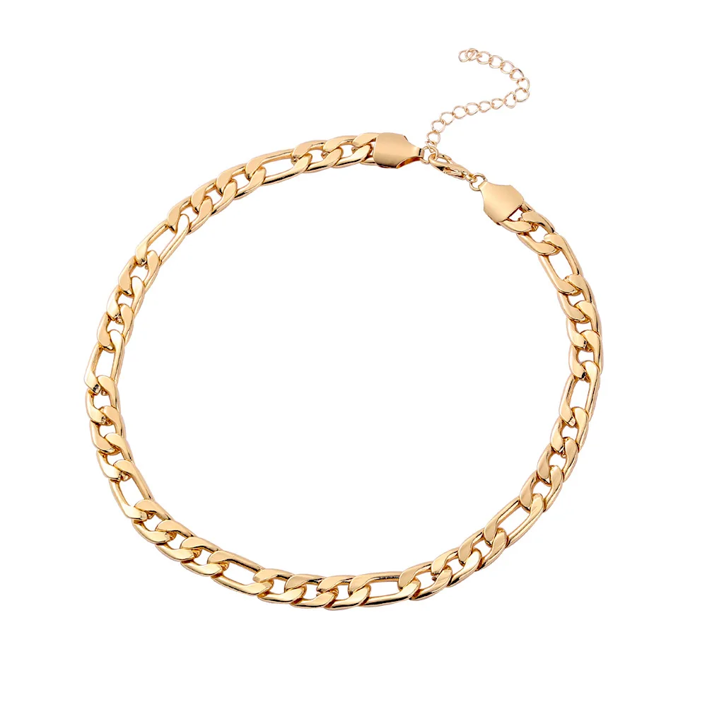 

Hot Selling Gold Plated Figaro Chain Metal Link Chain Necklace
