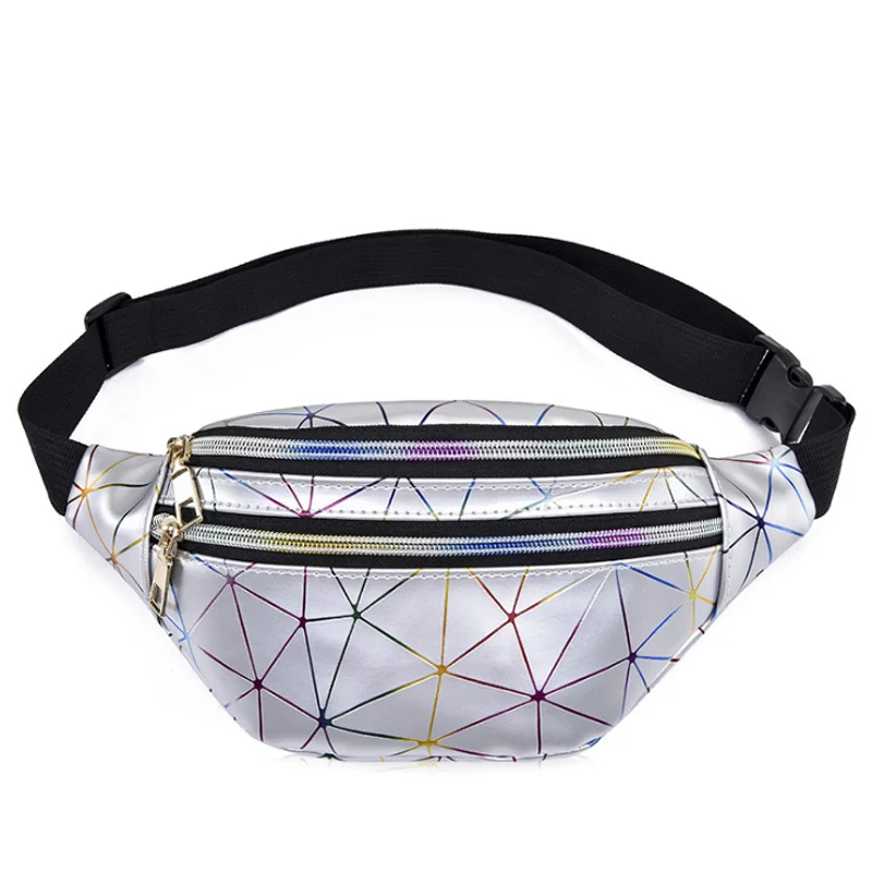 

Fashion Sport Shiny Prints PU Leather Waist Fanny Bag For Women and Men