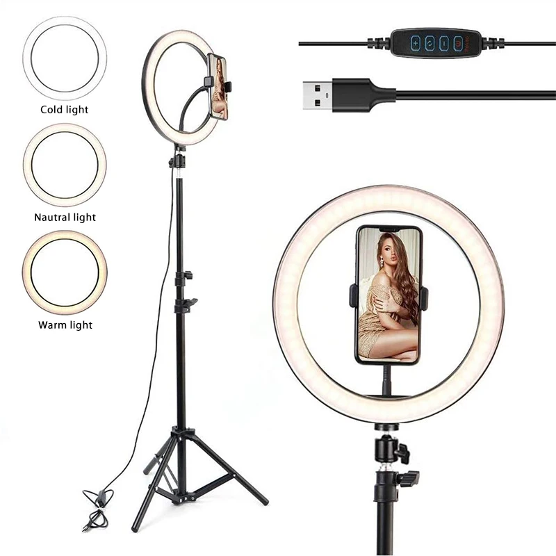 

LED Ring Light with Tripod Stand Selfie Ring Makeup Fill Light Photography Photo Live Broadcast Beauty light