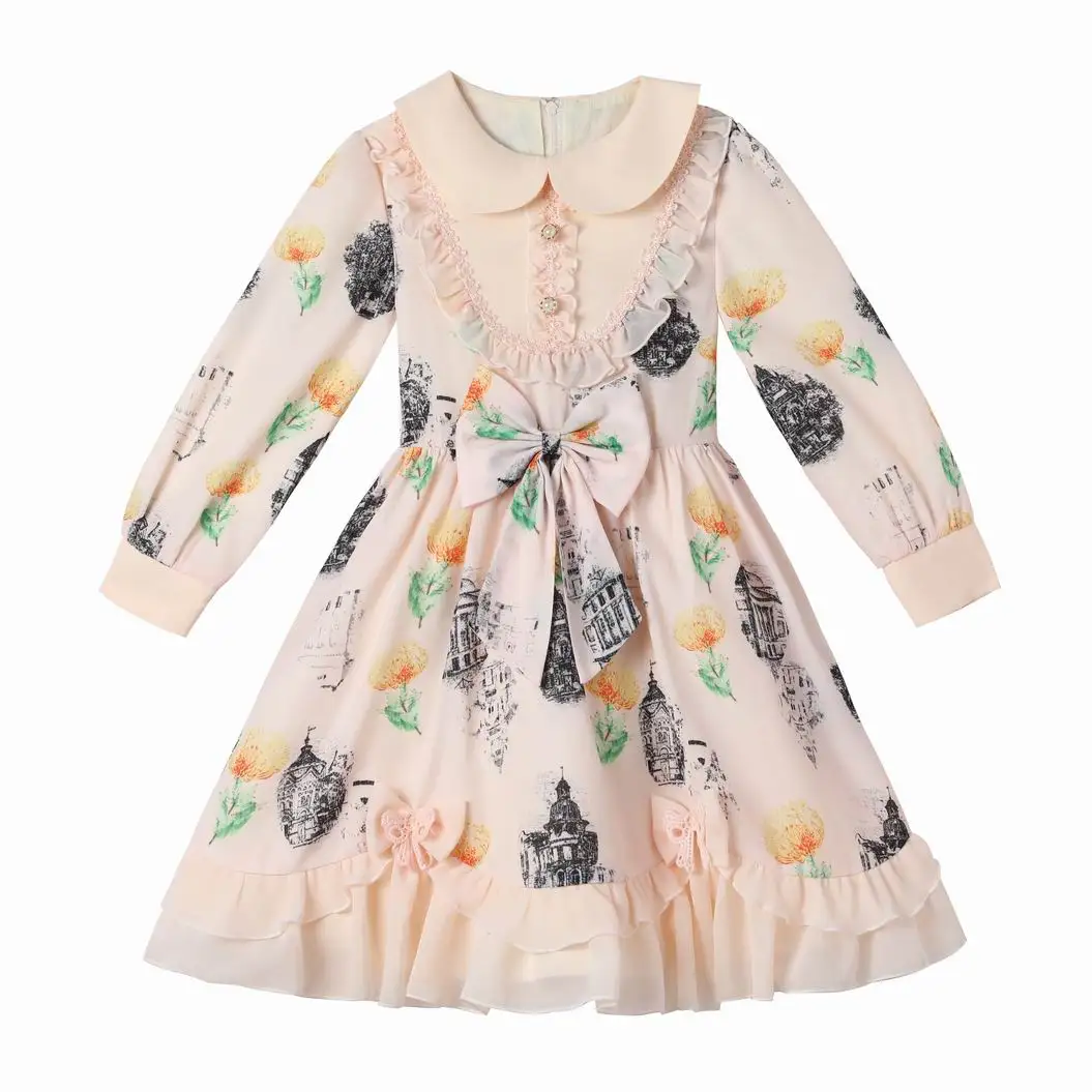 

2021 new product beautiful and fashionable children's print dress Lolita princess dress