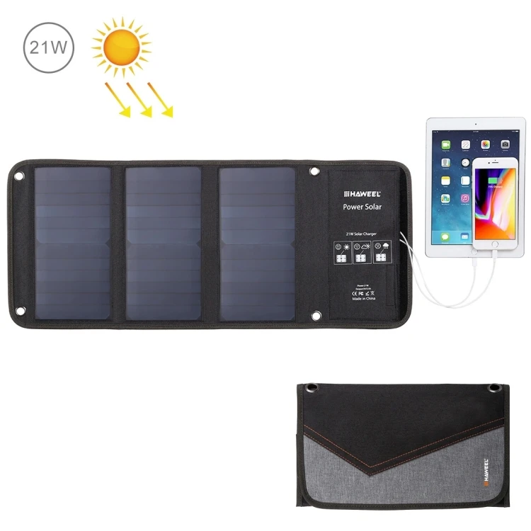 

HAWEEL 21W Foldable Solar Panel Charger with 5V 2.9A Max Dual USB Ports for Smartphones