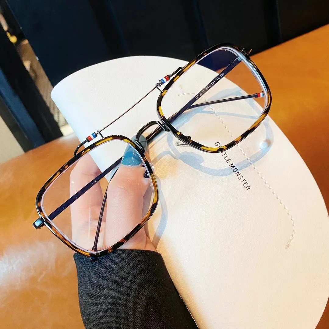 

Lmamba 2021 New Retro Metal Oversized Square Glasses Fashion Simple Optical Eyeglasses Frames