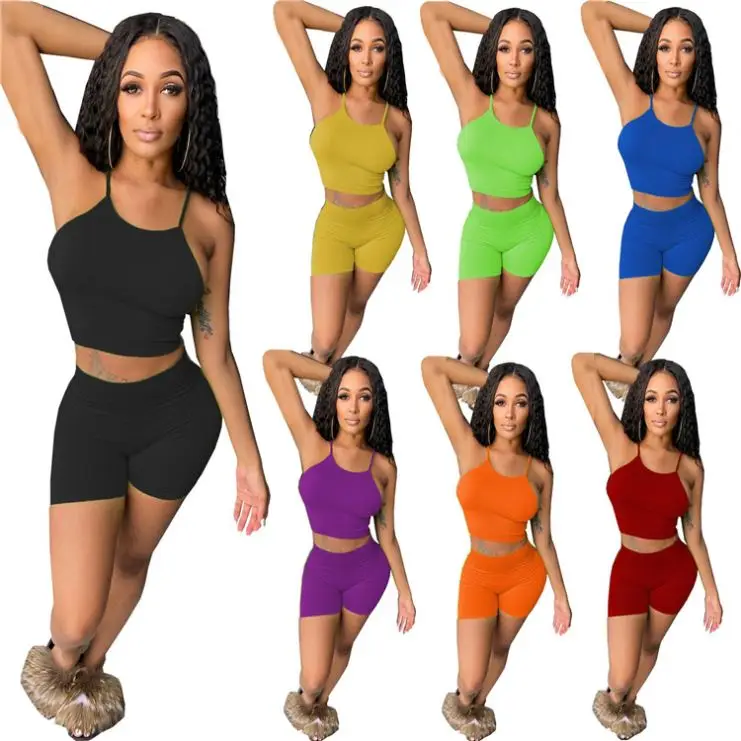 

MOEN Shorts Sexy Fashion 2021 Women Above Knee Knitting Conjuntos De Mujeres Whole-color Galus Casual 1 Set 2 Piece Set Outfits