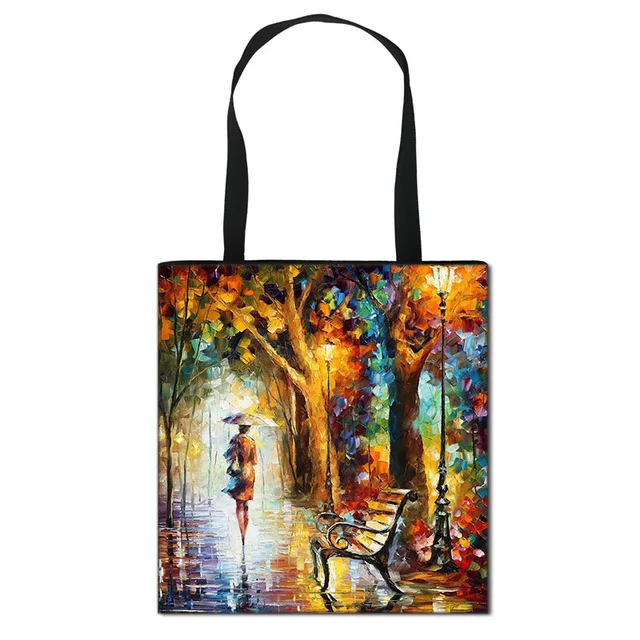 

Fashion Totes Bags Oil Painting Tears / Kiss Shoulder Bag Art Prints Women Handbag Ladies Big Capacity Shopping Bags Large, Black