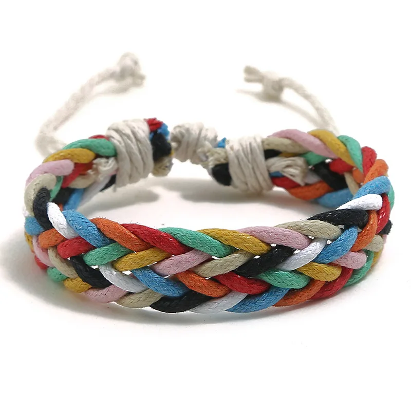 

Handmade Braided Wax Thread String Bracelet For Men Women Adjustable Hand Rope Woven Jewelry