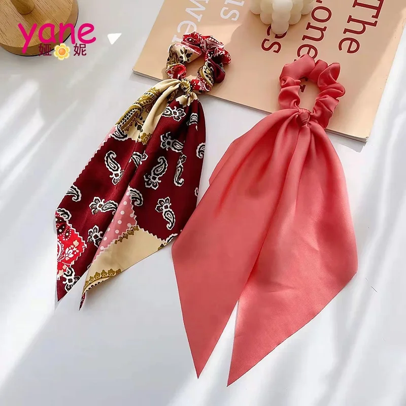 

Spring new printed ribbon hair accessories simple fashion solid color satin headband