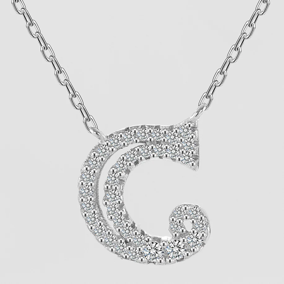 

925 Sterling Silver Letter C Fashion Minimalist Pendant Women Letters Charm Necklace