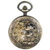 Cheap Bronze Mickey Mouse Hollow Out Skeleton Mechanical Pocket Watch