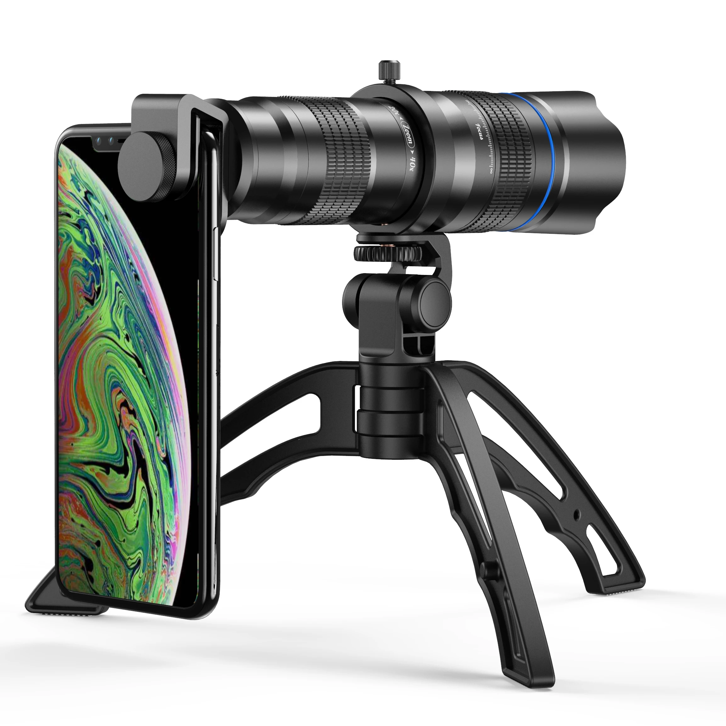 

APEXEL professional 20-40X optical zoom phone lens 30X telephoto lens for mobile camera, Black