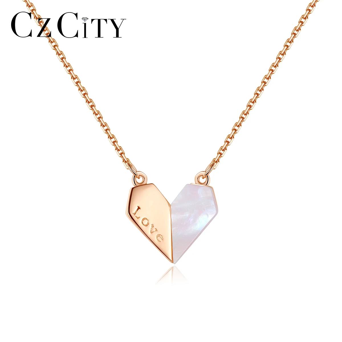 

CZCITY Heart Sea Shell 925 Sterling Silver Pendant Necklace for Women Factory Directly Wholesale Girls Pendants
