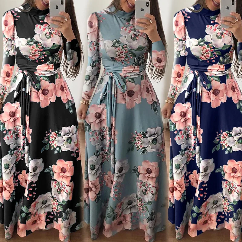 

Wholesale 2021 fashion sexy ladies O-neck long sleeve Women Dresses (C183010), Customized color