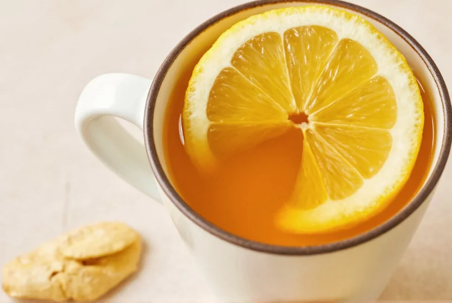 Fresh ginger slices and lemon wedges in a teapot