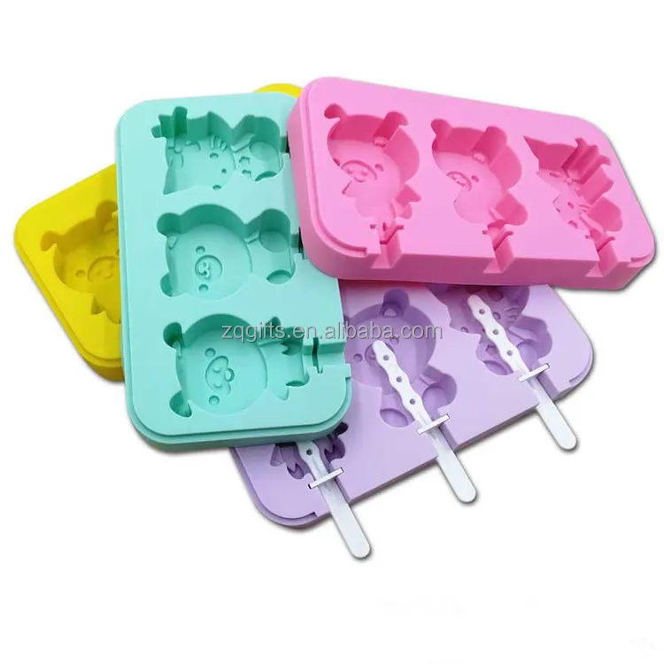 

Custom Food Grade Silicone Ice Cream Popsicle Molds with lid and sticks shape Popsicle, Customized color