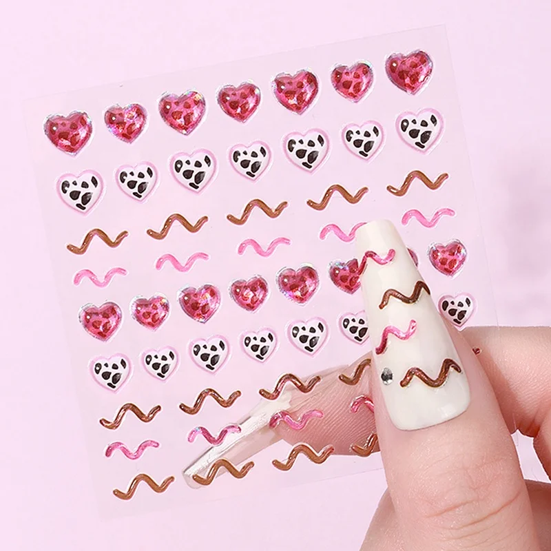 Factory Wholesale 3D Nail Art 5D Emboss Stickers Self-Adhesive Colorful Plastic Spots Letters Jelly Sticker Design for Nail Art