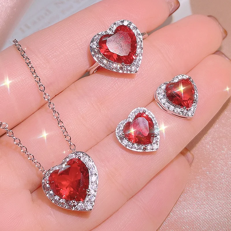 

HYH fancy Dubai bridal heat necklace earrings ring jewelry set AAA zircon jewelry set