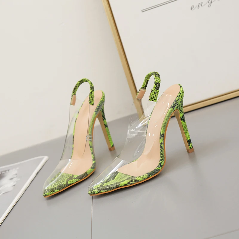 

2021 summer new sandals women's pointed back empty European and American fashion transparent high heels women's thin heels