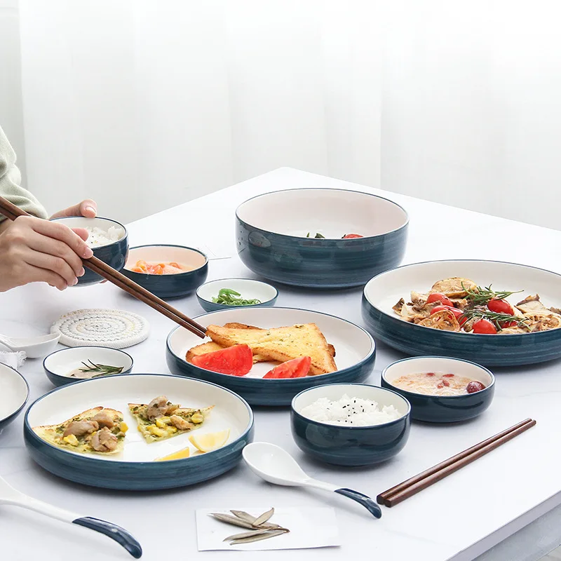 

japanese restaurant luxury crockery dinnerware sets ceramic dinner porcelain kitchen tableware plates dishes luxurious, Pink