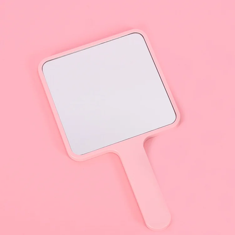 

Small Portable Square Single Cosmetic Luxury Pink Makeup Hand Mirror