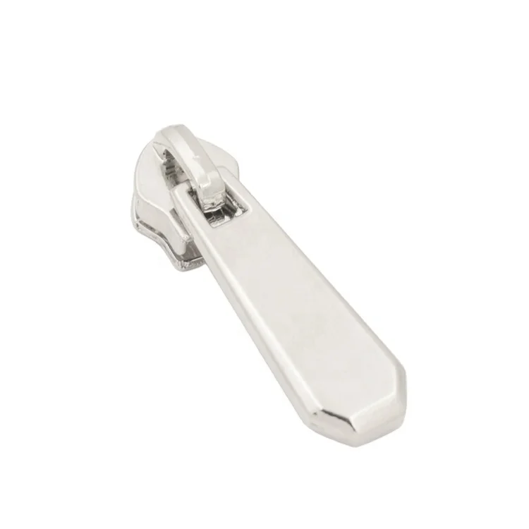 

Silver color simple design metal zipper slider for handbags, Customized