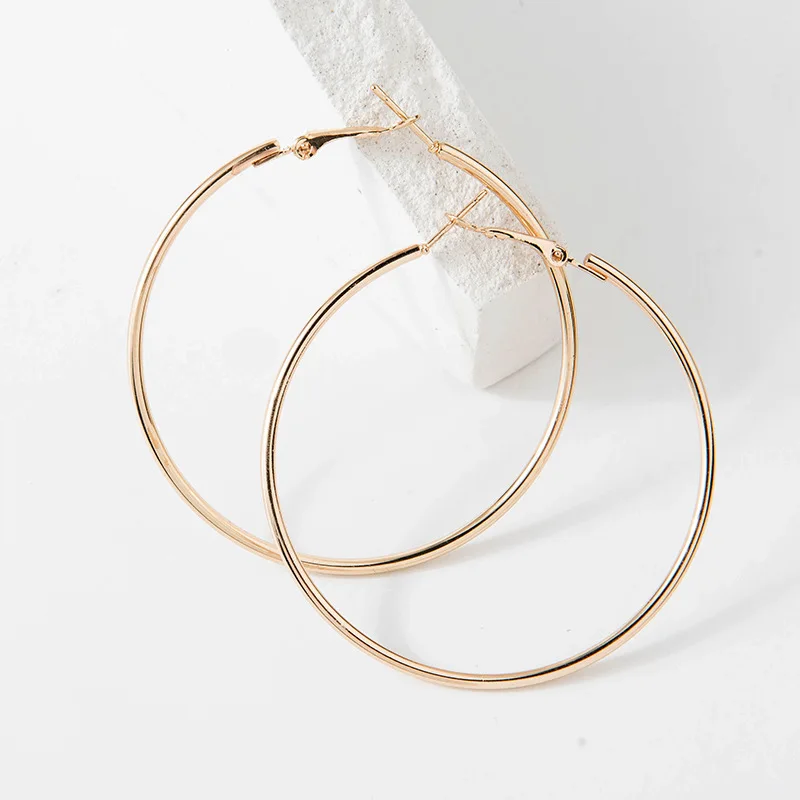 

40mm 60mm 70mm 80mm Exaggerate Big Smooth Circle Hoop Earrings Brincos Simple Party Round Loop Earrings For Women Jewelry