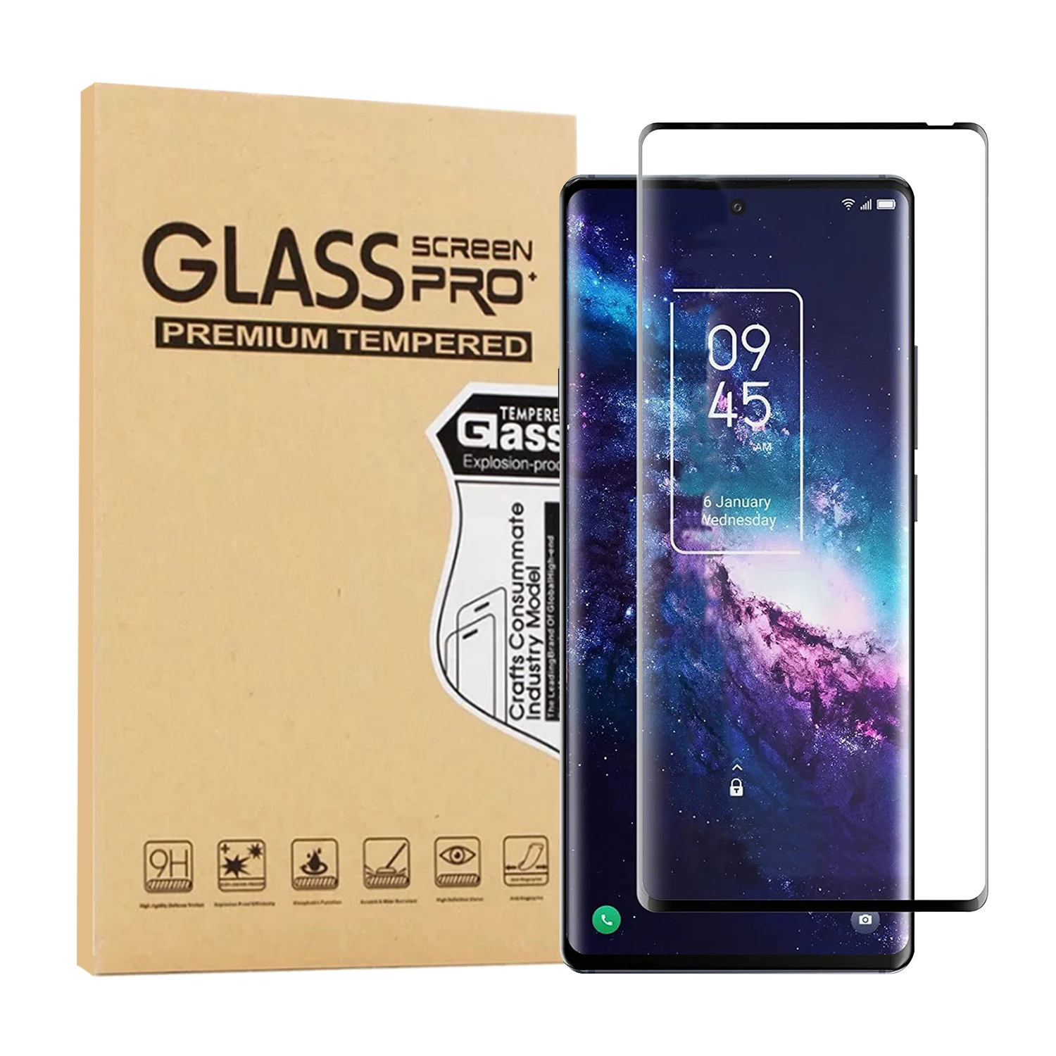 

High Quality Anti Scratch 3D Curved Full Coverage Tempered Glass Screen Protector Film for TCL 20 Pro 5G 20SE 10 Plus, Black