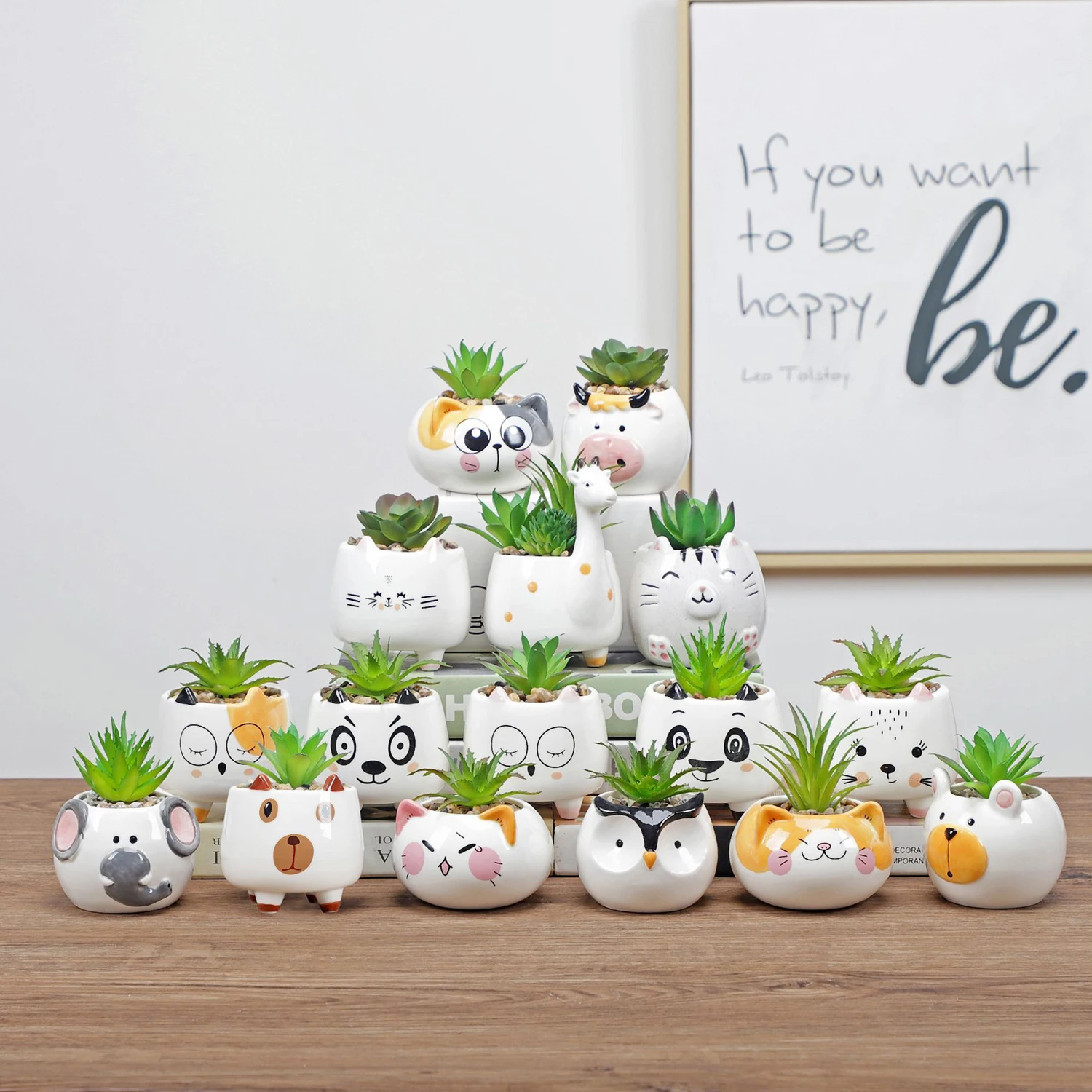 

Wholesale cute animal ceramic succulent flower pot for plants, White