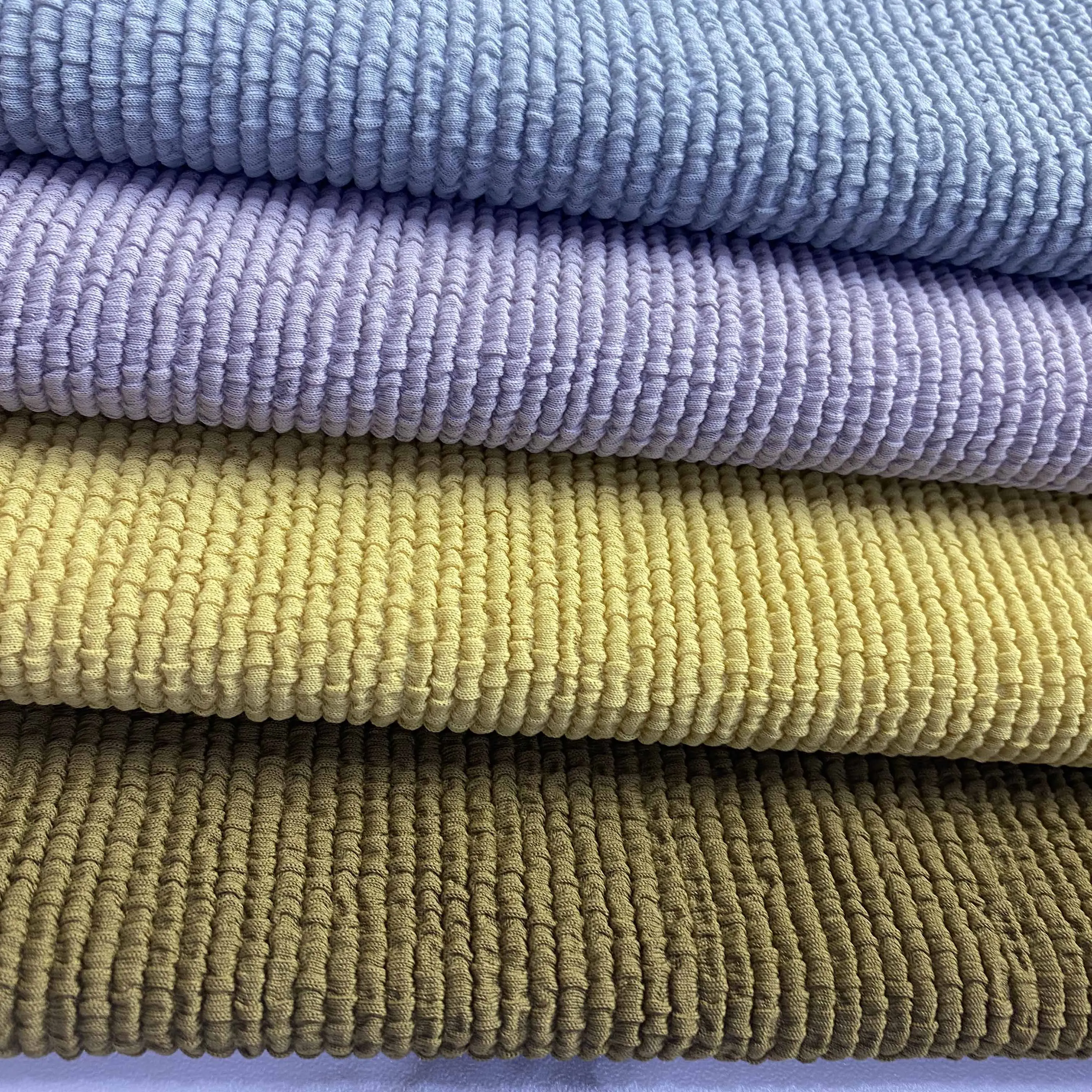 Textured Soft Knitted Nylon Spandex 4 Way Stretch Seersucker Crinkle Fabric for Swimwear