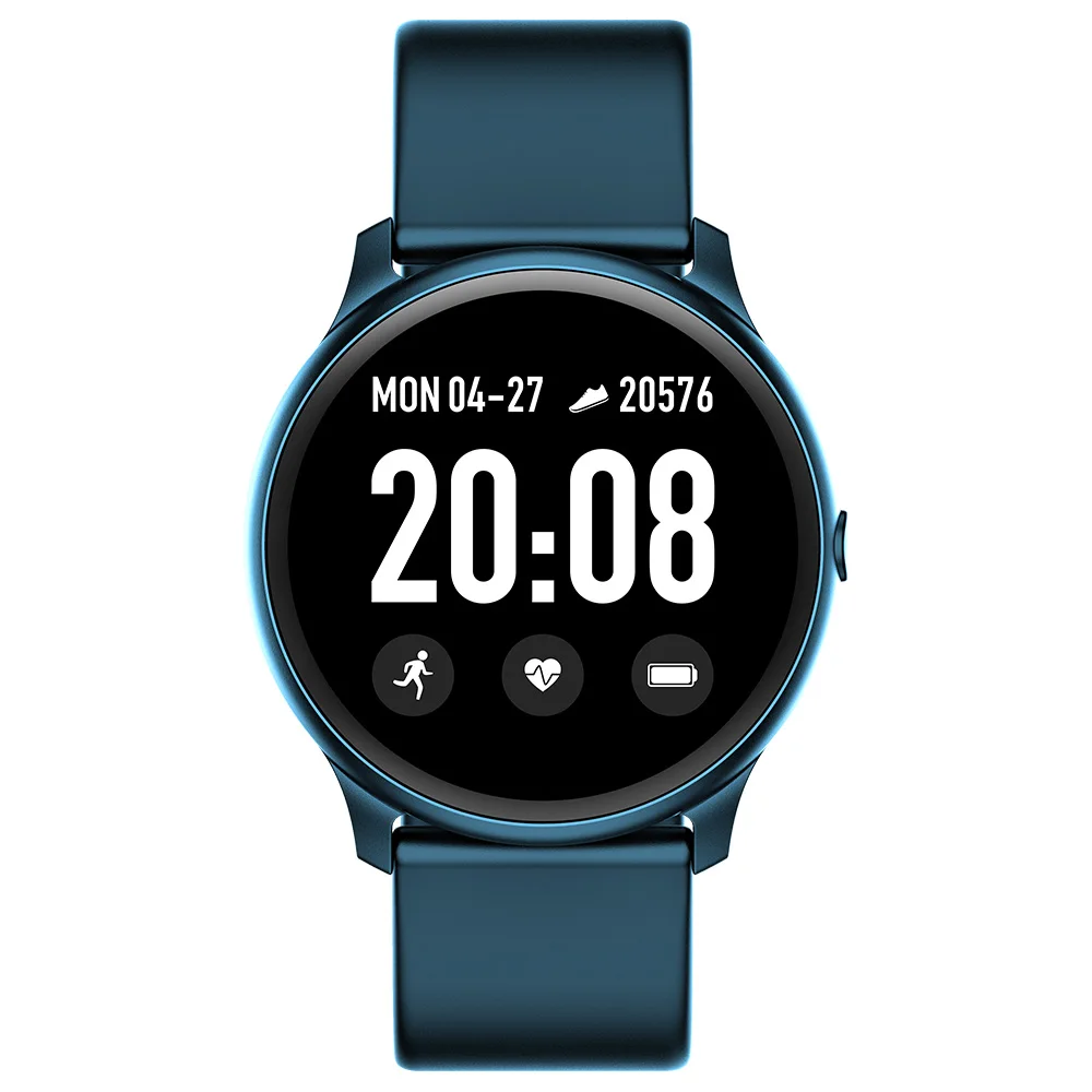 

KW19 Touch Screen Smart Watch Men Women Blood Pressure Heart Rate Bluetooth Sports Waterproof Watches for IOS Android, Black/white/blue/pink