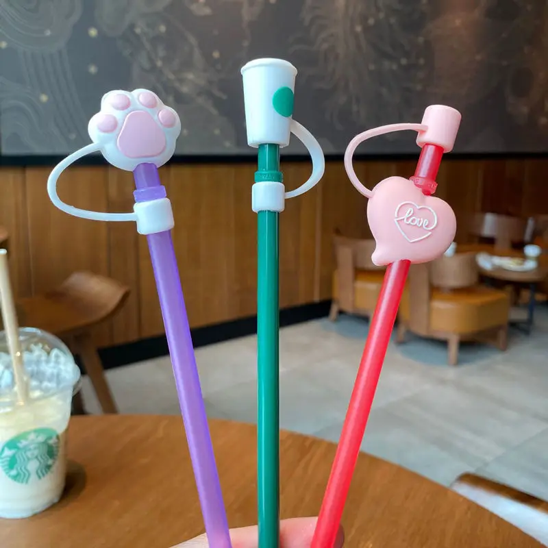 

custom drinking straw decoration silicone figures drinking straw bottle cap, 10 colors for your choose