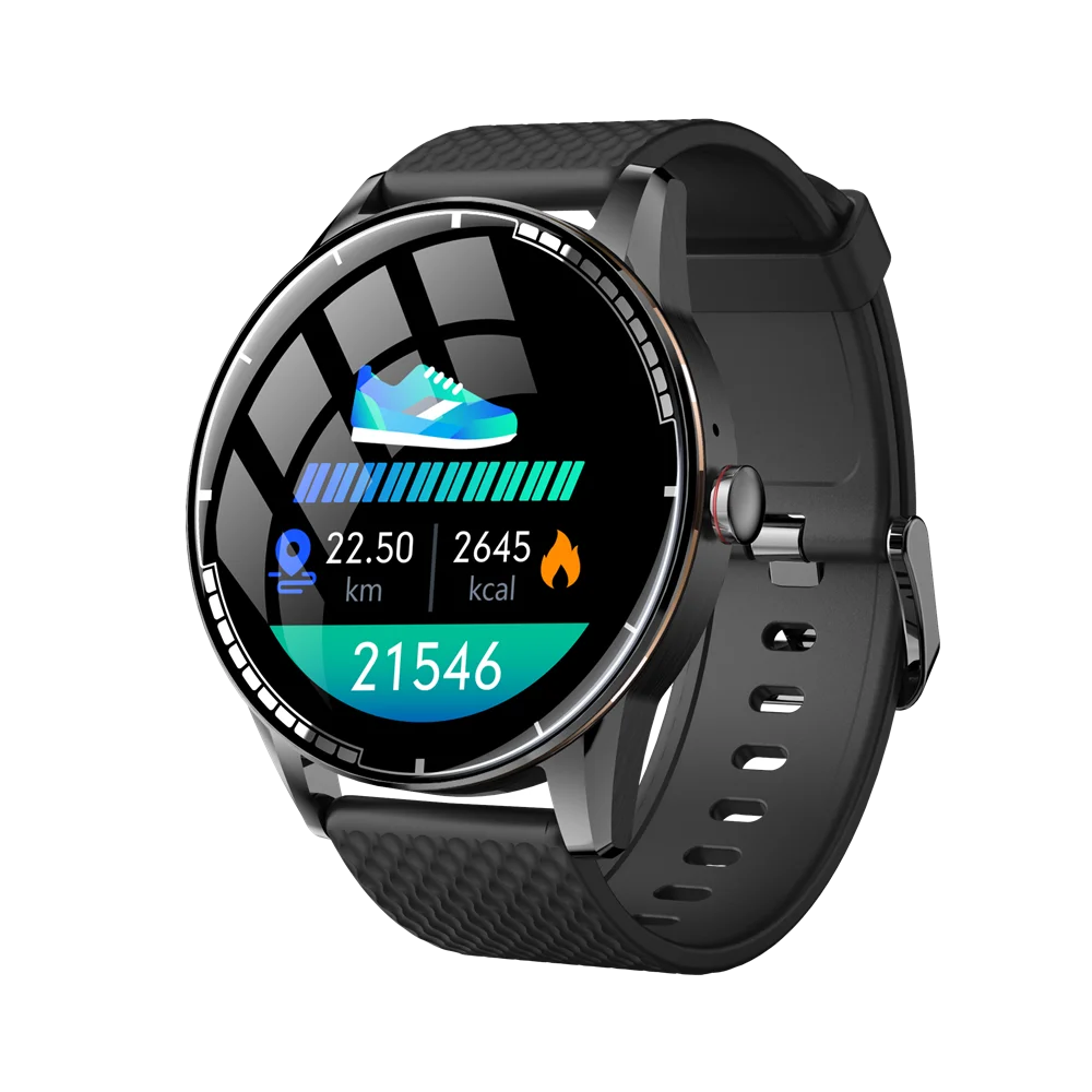 

1.28 inch Circle Screen IP67 Waterproof BT Calling H6 Smart Watch With Storage Support Wireless Speaker TWS Earphones Smartwatch, Black, gold