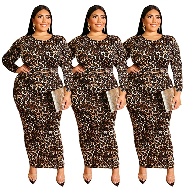 

Wholesale leopard vestidos trendy plus size women dress