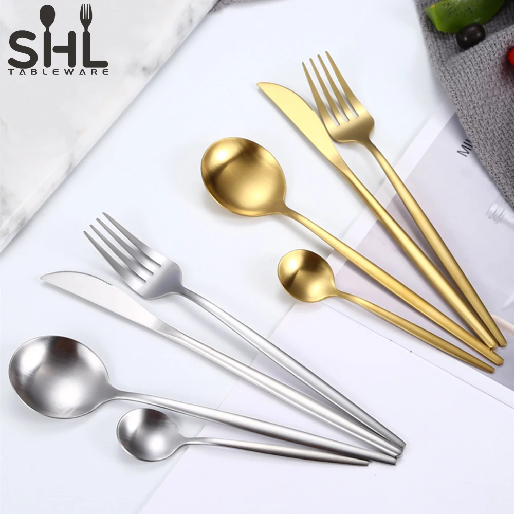

Restaurant reusable silver stainless steel cutlery set silvery metal cutlery set, Silvery/ gold/ rose gold/ etc...