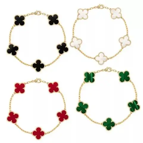 

10MM Luxury Fashion AU750 Pure Solid 18K Gold Clover Bracelet Jewelry Women Ladies Female Bridal Engagement Wedding Bracelets