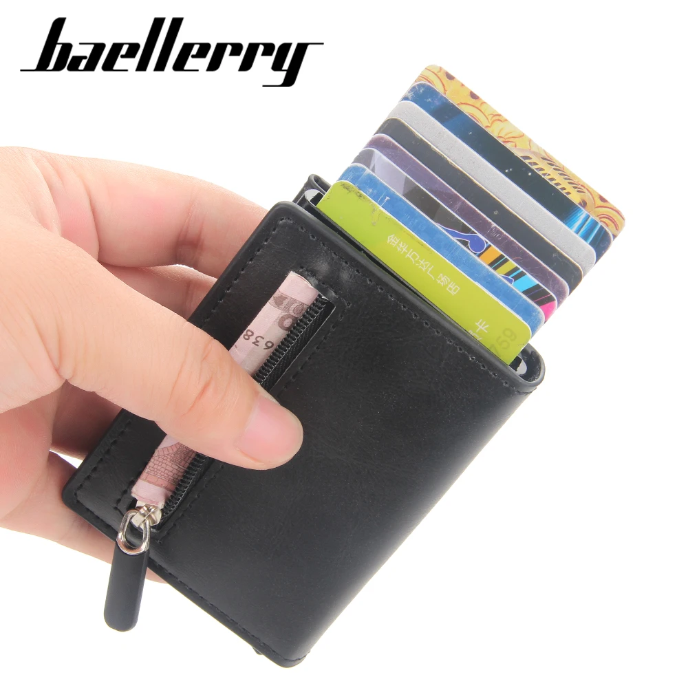 

2022 baellerry Aluminium metal card holder wallet RFID Vintage Men credit card holder ridge wallet Slim Automatic Pop up wallets