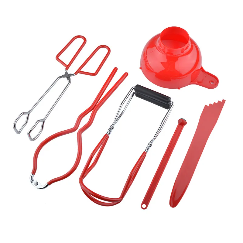 

6 Pieces Canning Supplies Kit Tool Set Home Metal Cheap Essentials Accessories Canning Funnel Jar Lifter Tongs