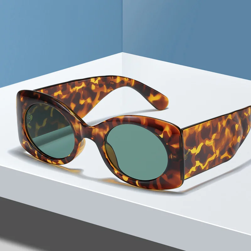 

UNOC Newest Fashion Colors Men Sunglasses Large Rectangular Frame Wide Side Oval Lens Women Sunglasses, 7 colors