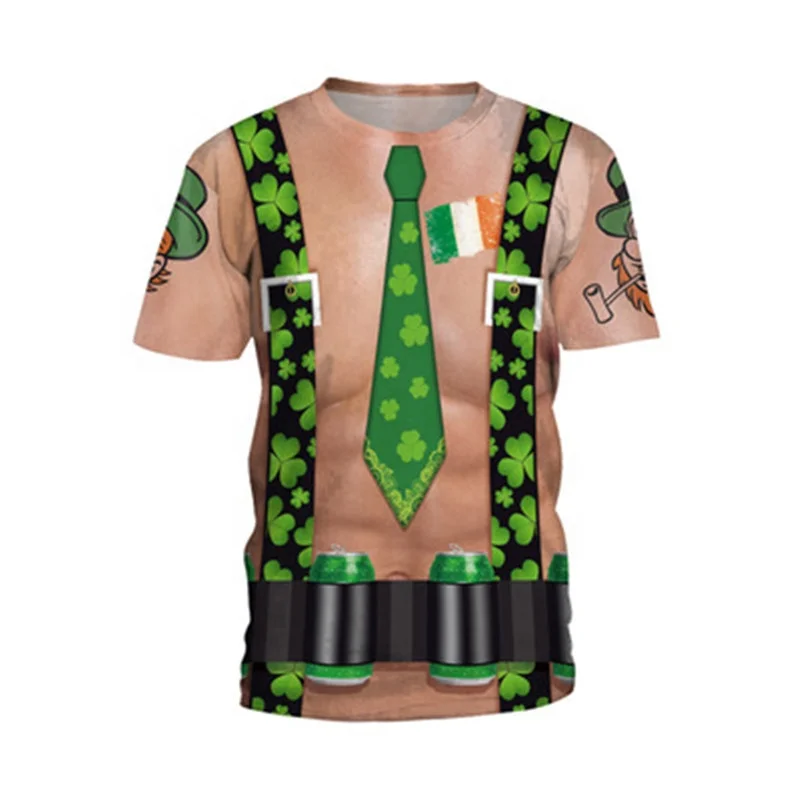 

Cartoon Clover 3D Printed Festival Men's T-shirts
