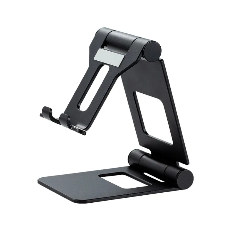 

High quality retail metal cellphone holder multifunctional oem desk black aluminium mobile phone stand with color logo