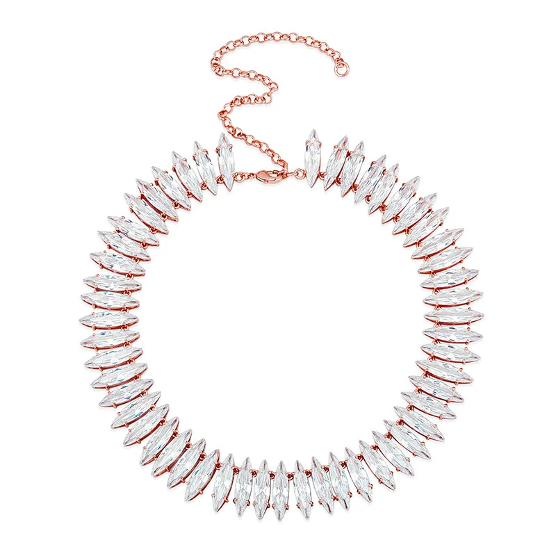 

Tiktok jewelry new 20mm five-claw zircon oval women's tennis chain necklace hip-hop choker