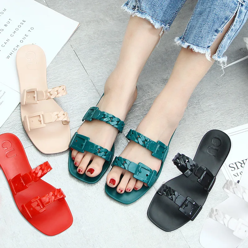 

2021 new style wholesale cheap hot selling shoes chain square head women slippers