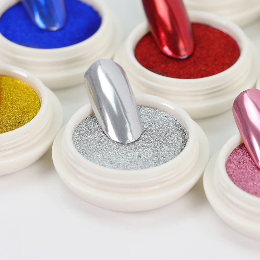 

Wholesale 16 Colors Professional Nail Art Chrome Mirror Effect Powder Colored Solid Magic Powder For Nail
