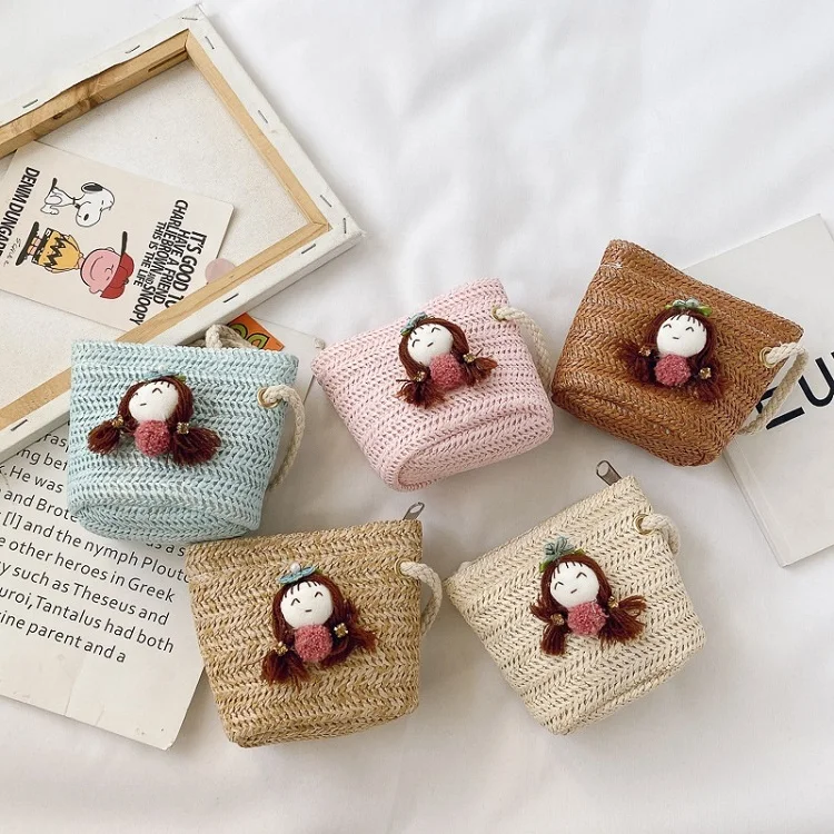 

Qetesh 2020 Fashion Summer Beach Mini Kids Cross Body Straw Bags