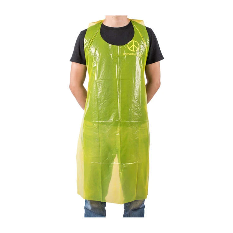 

Fast Shipping In Stock Yellow Disposable LDPE Plastic Apron, Yellow/customized