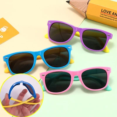 

2021 Cheap Fashion Polarized Outdoor UV400 Kids Rubber Frame Silicone Sun glasses Sunglasses, Red, blue, purple, pink, orange, black, yellow