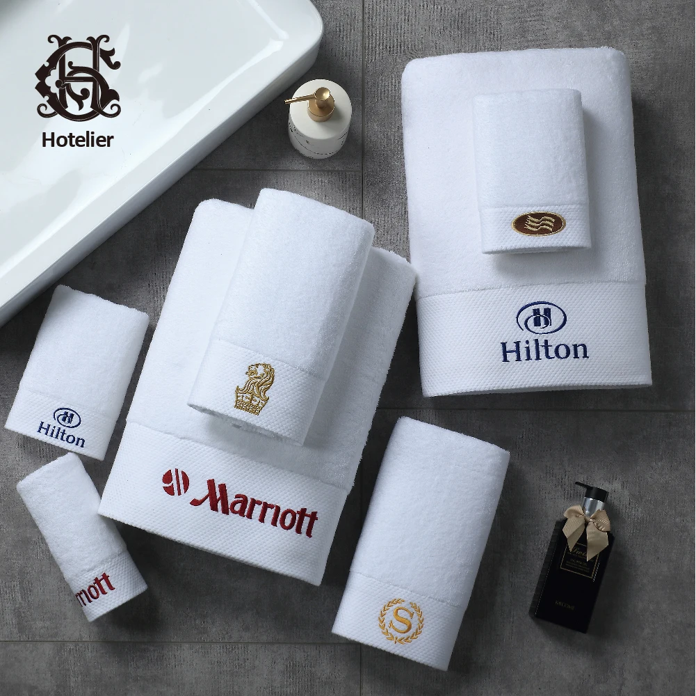 

Hotelier 5 Star Hotel OEKO-TEX100 Wholesale Luxury Quick Dry White Bath Spa 100%Cotton Textured Dobby Towels Set