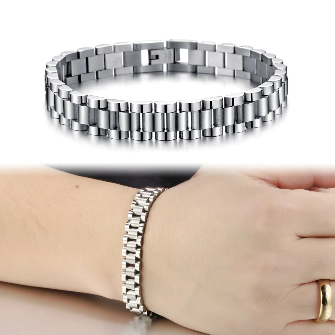

Weihao Hot Selling European and American Fashion Rock Style Stainless Steel Bracelet Titanium Steel Bracelet, As picture show